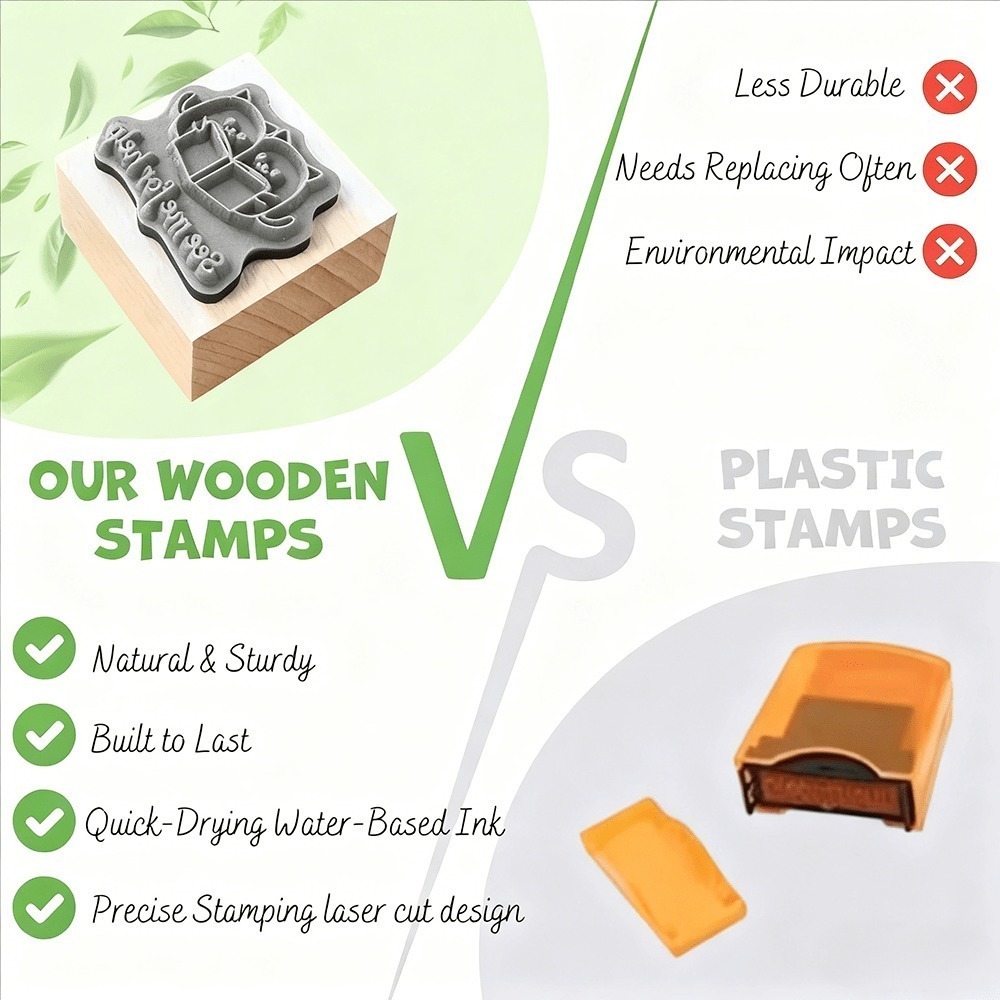 Vintage Sun and Moon Wooden Rubber Stamp for Creative Stationery